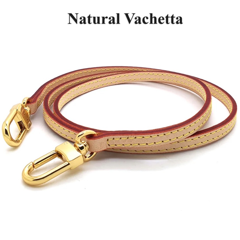 Genuine Leather Crossbody Strap with Gold Clasps